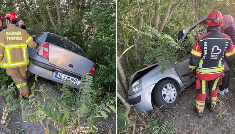 Balıkesir'de Feci Kaza: Otomobil Şarampole Düştü, İki Kişi Yaralandı!